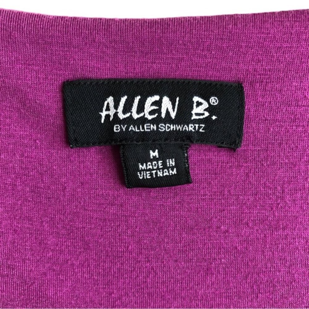 Allen B. Floral Sleeveless Top Medium Purple Sheer Knit - Picture 6 of 7